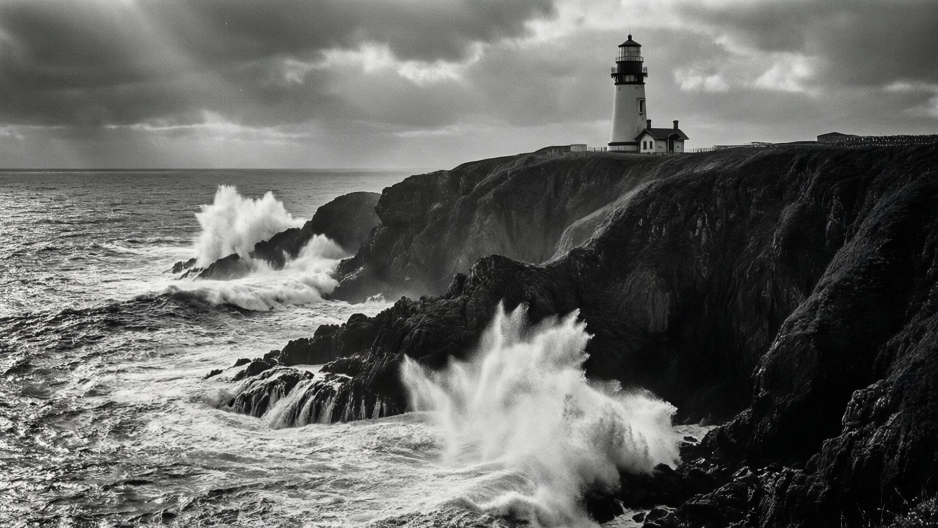 Cliffside Lighthouse Storm by Wallpapers.art Studio