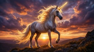 Cliffside Sunset Unicorn