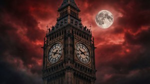 Clock Tower Red Sky