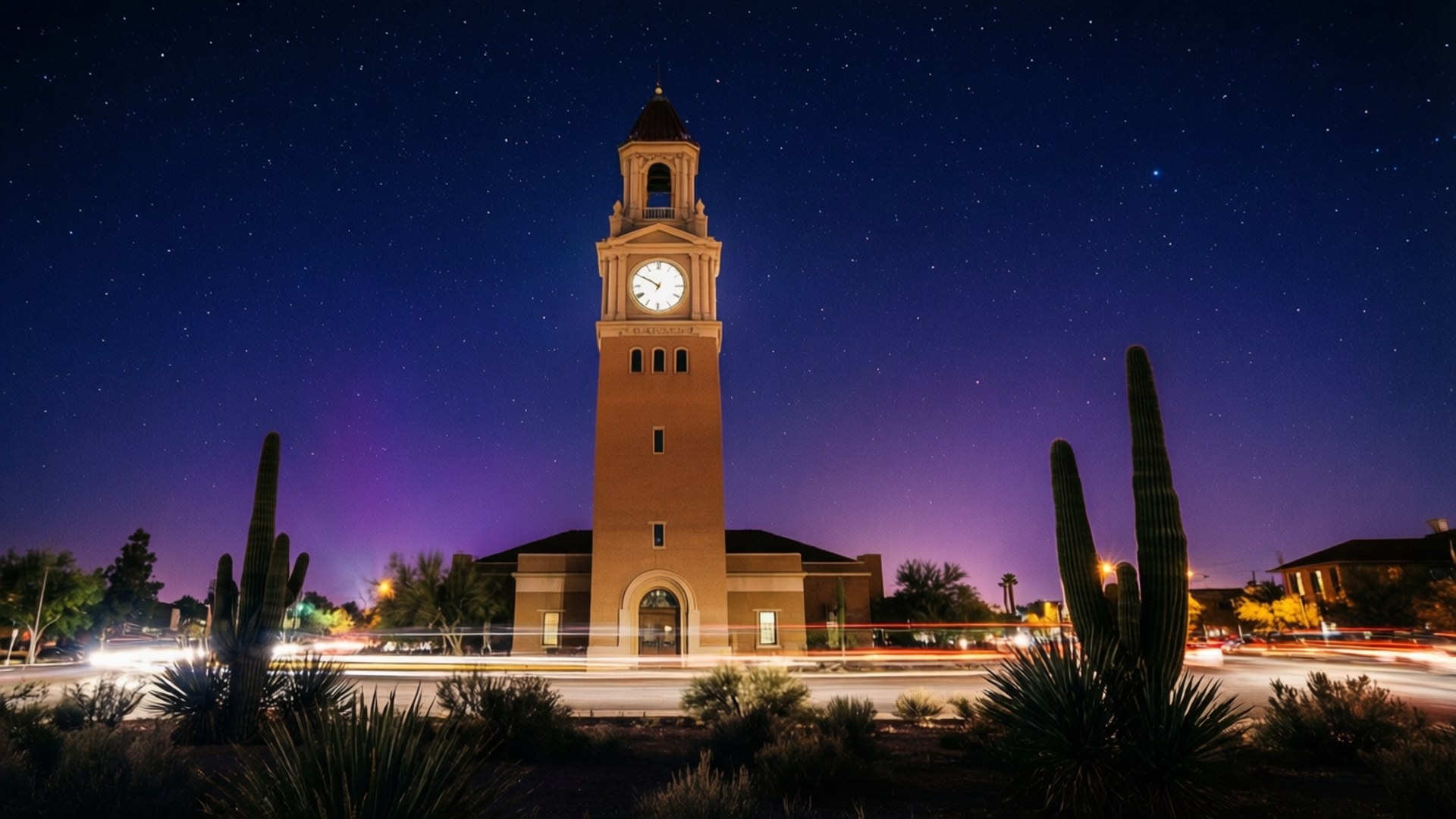 Clock Tower Under Stars by Wallpapers.art Studio