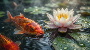 Close-Up Koi Lilies