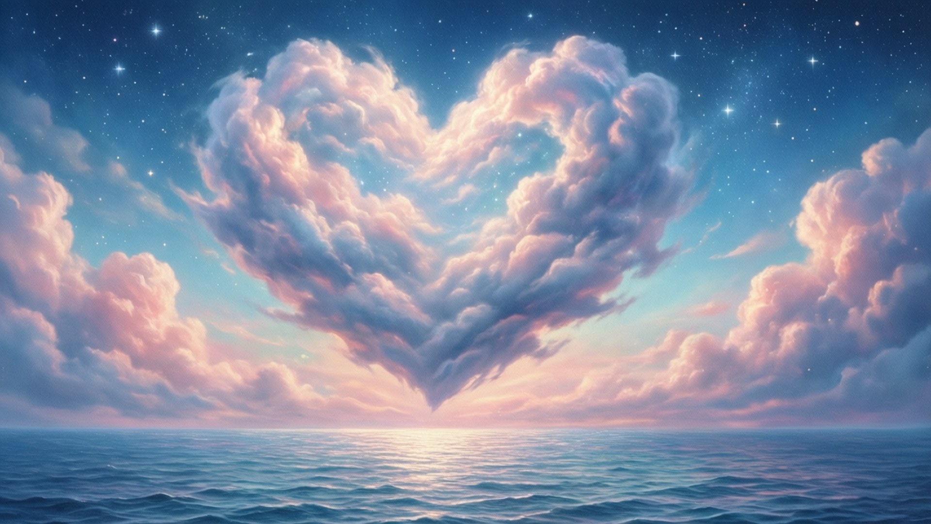 Cloud Heart Over Ocean by Wallpapers.art Studio