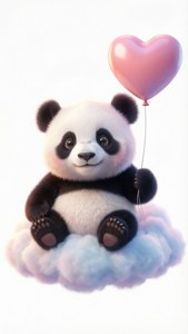Cloud Panda Heart Balloon