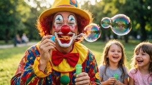 Clown Blowing Bubbles