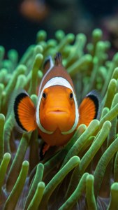 Clownfish in Anemone Close-up