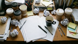 Cluttered Desk Top-Down