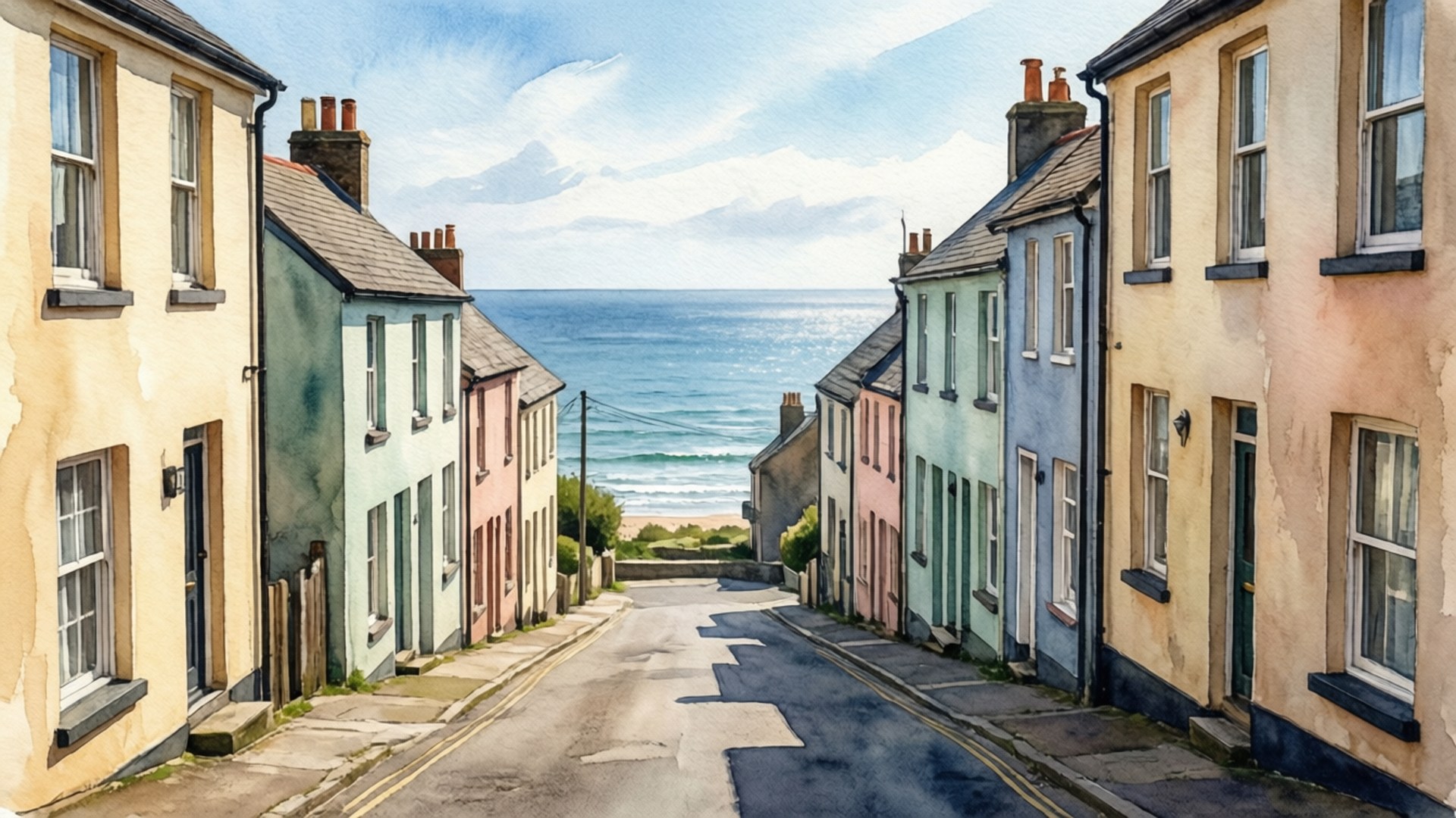 Coastal Pastel Street by Wallpapers.art Studio