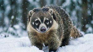 Coati in Winter Wonderland
