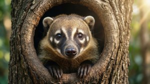 Coati Peeking Out