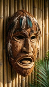 Coconut Tiki Mask Wall