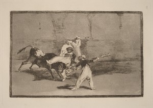 Cogida de un moro estando en la plaza  (A Moor Caught by the Bull in the Ring)