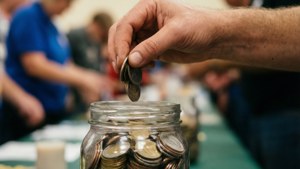 Coins in Donation Jar