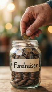 Coins in Fundraiser Jar