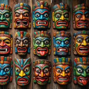 Collection of Tiki Masks