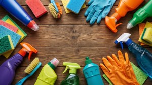 Colorful Cleaning Flat Lay