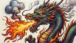 Colorful Dragon Fire Doodle