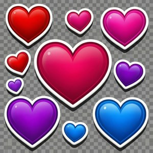 Colorful Hearts Sticker Set
