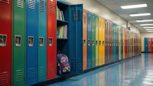 Colorful Lockers Hallway