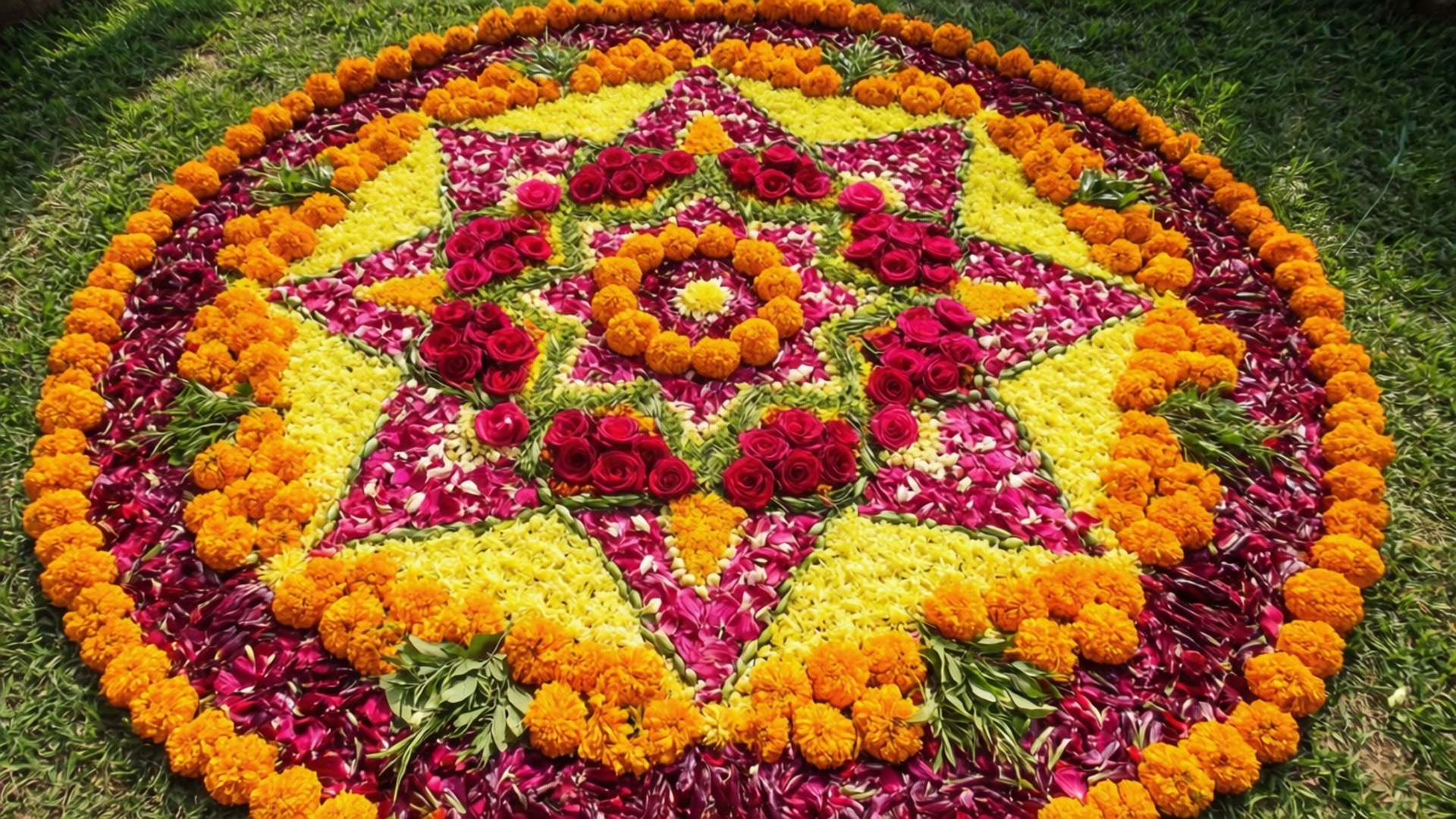 Colorful Pookalam Floral Carpet by Wallpapers.art Studio