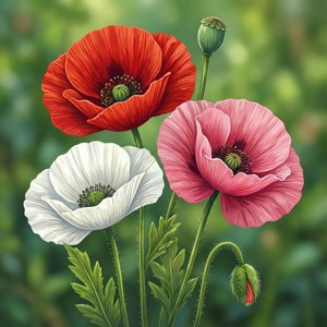 Colorful Poppy Trio