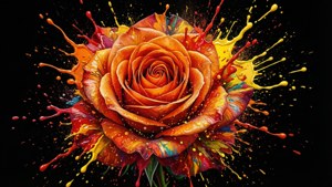 Colorful Splash Rose Abstract