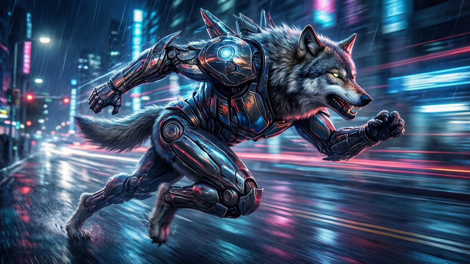 Command Wolf Night Run by Wallpapers.art Studio