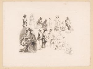 Compositie met mannen en vrouwen van verschillende leeftijden in verschillende houdingen