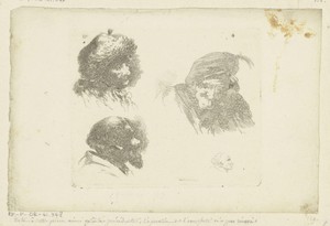 Compositie met vier hoofden van mannen van verschillende leeftijden
