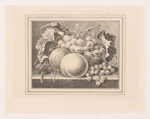 Compositie met vruchten in een omlijsting