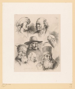 Compositie met zeven hoofden van mannen van verschillende leeftijden