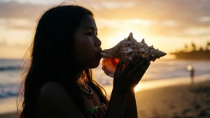 Conch Shell Call at Sunset
