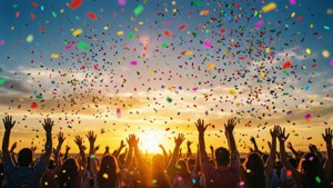 Confetti Celebration Sunset