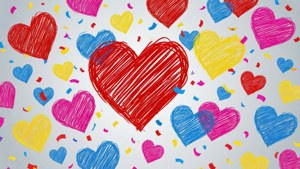 Confetti Scribble Hearts