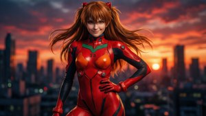 Confident Asuka at Sunset