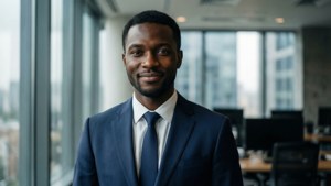 Confident Professional in Blue Suit