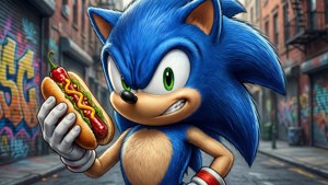 Confident Sonic with Chili Dog