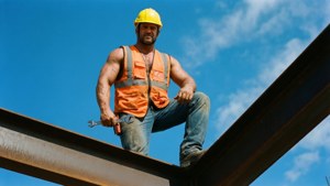 Confident Worker on Beam