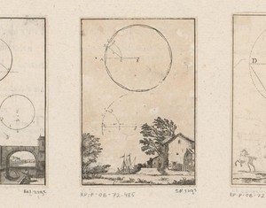 Constructie van een elfhoek in een cirkel met onderaan een landschap