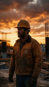 Construction Sunset Silhouette