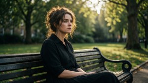 Contemplative Fleabag on Bench