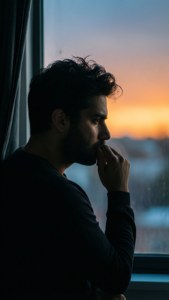 Contemplative Sunset Silhouette