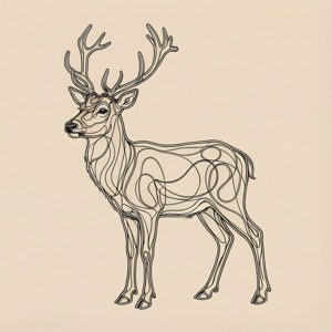 Continuous Line Reindeer