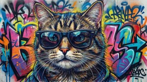 Cool Cat Graffiti Drawing