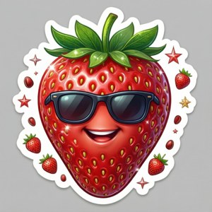 Cool Strawberry Face Sticker