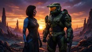 Cortana and Chief at Sunset