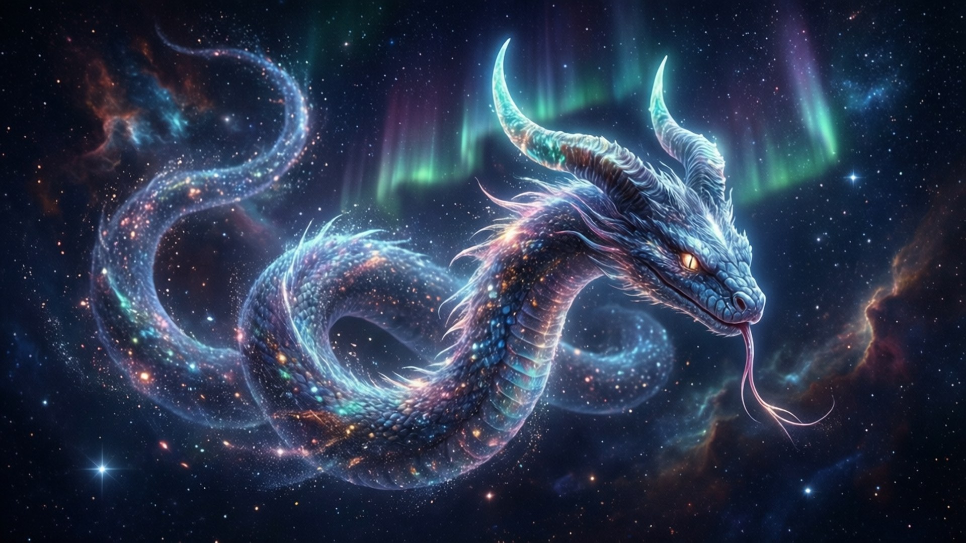 Cosmic Nebula Serpent by Wallpapers.art Studio