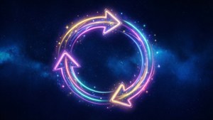 Cosmic Neon Loop Arrow