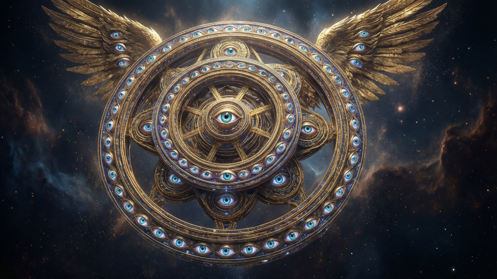 Cosmic Wheel of Eyes by Wallpapers.art Studio