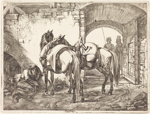 Cossack Horses in a Courtyard