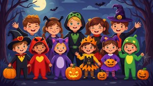 Costumed Kids Halloween